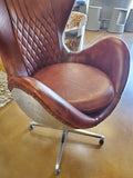Aviator Mid Century Modern Classic Jacobsen Style Egg Lounge Chair Brown Leather Aluminum