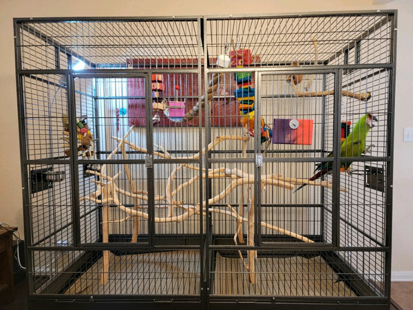 Large Double Macaw Parrot Cockatoo Bird Breeder Pet Cage w/ Divider ...