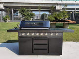 3 Piece Island BBQ Outdoor Grill Black Stainless Steel with Refrigerator and Sink