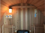 Large 6-8 Person 8' Canadian Red Cedar Barrel Outdoor Wet Dry Swedish Sauna with Porch 9KW Heater