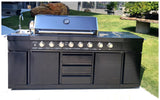 Black Stainless Steel Outdoor BBQ Kitchen Island Combo Grill Propane LPG + Sink 96,000 BTU