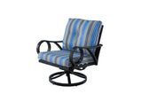5 Piece Outdoor Patio Furniture Fire Pit Set Cast Aluminum Bronze 4 Chairs + Table  Blue Stripe