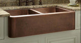 36” Double-Bowl Hammered Copper Farmhouse Kitchen Sink