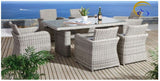 NEW Rectangle Glass Top Grey Wicker PE Rattan Outdoor Dining Table  CLEARANCE
