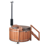 Wood Fired Canadian Redwood Cedar Outdoor Hot Tub Spa 6 Person Inner Heater 4' Deep Soaking