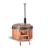Wood Fired Canadian Redwood Cedar Outdoor Hot Tub Spa 4/5 Person Inner Heater 4' Deep
