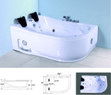 Black Acrylic 2 Person Corner Hydrotherapy Whirlpool Bathtub Spa Massage Therapy Hot Bath Tub w/ Heater - SYM633L