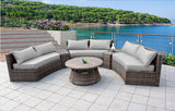 Monterrey 6 Piece Curved Modern Wicker Rattan Patio Furniture Set with Coffee Table and Ice Bucket