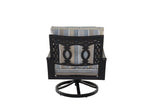 5 Piece Outdoor Patio Furniture Fire Pit Set Cast Aluminum Bronze 4 Chairs + Table Grey Stripe