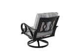 5 Piece Outdoor Patio Furniture Fire Pit Set Cast Aluminum Bronze 4 Chairs + Table Grey Stripe