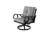 5 Piece Outdoor Patio Furniture Fire Pit Set Cast Aluminum Bronze 4 Chairs + Table Grey Stripe