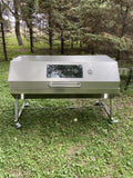 New Stainless Steel Charcoal / Wood Live Fire Grill Spit Pig Roaster w/ Rotisserie + Kabob Package