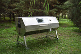 New Stainless Steel Charcoal / Wood Live Fire Grill Spit Pig Roaster w/ Rotisserie + Kabob Package