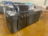 Black Stainless Steel Outdoor BBQ Kitchen Island Combo Grill Propane LPG + Sink 96,000 BTU