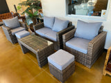 Ensenada 6 Piece Outdoor Wicker Patio Furniture Conversation Set with Table and Ottomans