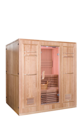 Large 4+ Person Stadium Seating Canadian Hemlock Wet Dry Traditional Swedish Steam Sauna Spa