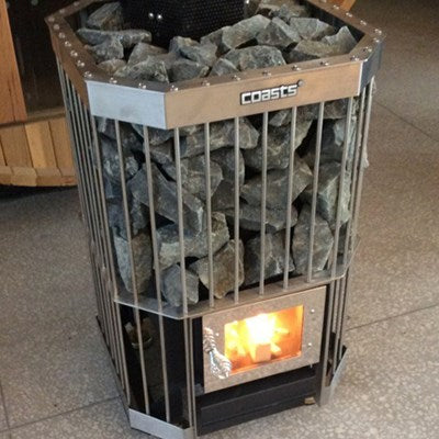Coasts WOOD FIRED Traditional Steam Sauna SPA Heater WITH Stainless Vent Kit + Rocks CAGE Type 1000F Degrees