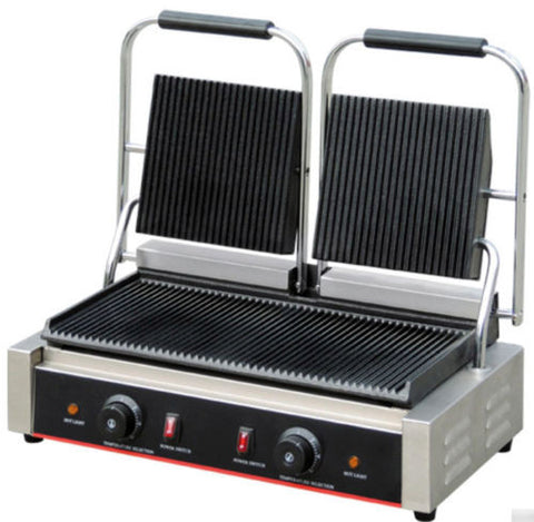 Commercial Stainless Steel Countertop Double Panini Sandwich Grill Press