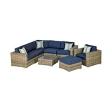 7 Piece L-Shape Outdoor Wicker Rattan Sectional with Coffee Table + Chair
