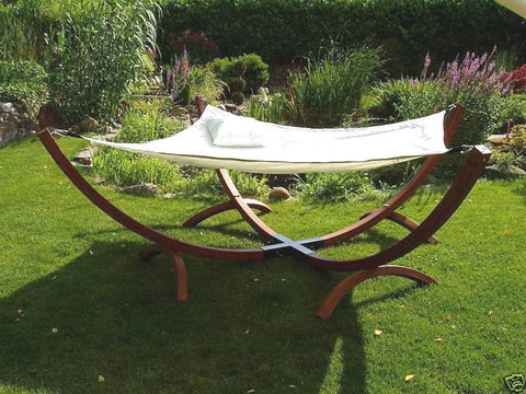 NEW Outdoor Wood Double Arc Stand Hammock Daybed Chaise Lounge