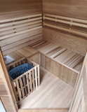 Outdoor Traditional Wet / Dry 4 Person Steam Sauna SPA w/ Shingled Roof Canadian Cedar Harvia 6KW