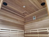 Outdoor Traditional Wet / Dry 4 Person Steam Sauna SPA w/ Shingled Roof Canadian Cedar Harvia 6KW