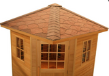 Outdoor Traditional Wet / Dry 4 Person Steam Sauna SPA w/ Shingled Roof Canadian Cedar Harvia 6KW