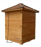 Outdoor Traditional Wet / Dry 4 Person Steam Sauna SPA w/ Shingled Roof Canadian Cedar Harvia 6KW