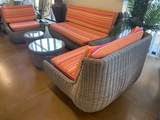 Modern Design 5 Piece Outdoor Wicker / Rattan Outdoor Patio Furniture Set Sunbrella Dolce Mango