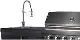3 Piece 10' Long Marble Top Black Stainless Steel Outdoor BBQ Kitchen Grill Island Refrigerator Sink