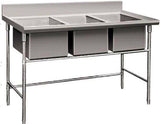 3 Compartment Commercial Stainless Steel Triple Sink Wash Basin Table