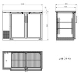 48" Glass Door Commercial Back Bar Cooler - Stainless Steel - UBB-24-48G-SS