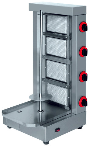 Stainless Steel 4 Zone Gas Gyro Al Pastor Shawarma Machine Vertical Broiler