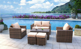Ensenada 6 Piece Outdoor Wicker Patio Furniture Conversation Set with Table and Ottomans
