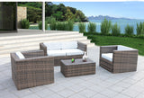 Santa Cruz 4 Piece Outdoor Wicker Patio Furniture Conversation Garden Furniture Set