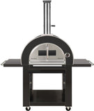 3 Piece Black Stainless Steel Outdoor BBQ Kitchen Grill Island w/ Refrigerator Sink Pizza Oven