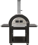 Black Stainless Steel Outdoor Wood Fired Artisan Pizza Oven BBQ Grill + Cover