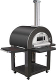 Black Stainless Steel Outdoor Wood Fired Artisan Pizza Oven BBQ Grill + Cover