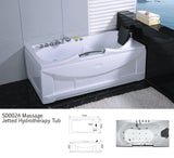 Black 60" Indoor Jetted Whirlpool Hydrotherapy Massage Spa Bathtub with Heater Bluetooth Double Pump