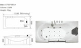 Black 60" Indoor Jetted Whirlpool Hydrotherapy Massage Spa Bathtub with Heater Bluetooth Double Pump