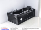 Black 60" Indoor Jetted Whirlpool Hydrotherapy Massage Spa Bathtub with Heater Bluetooth Double Pump